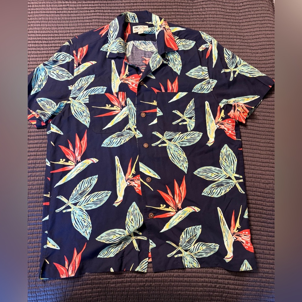J Crew Tropical Print Men's medium Collar Button Shirt